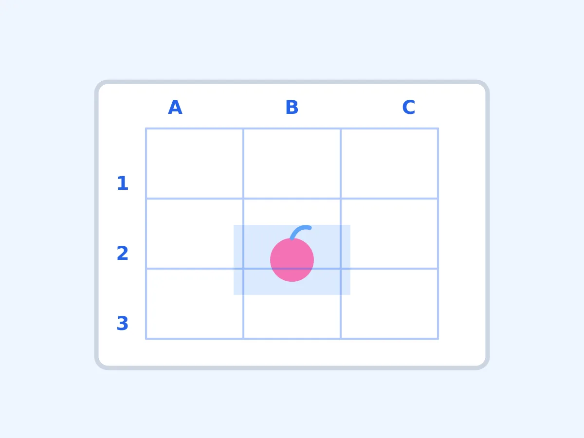 Classroom grid worksheet with labelled cells
