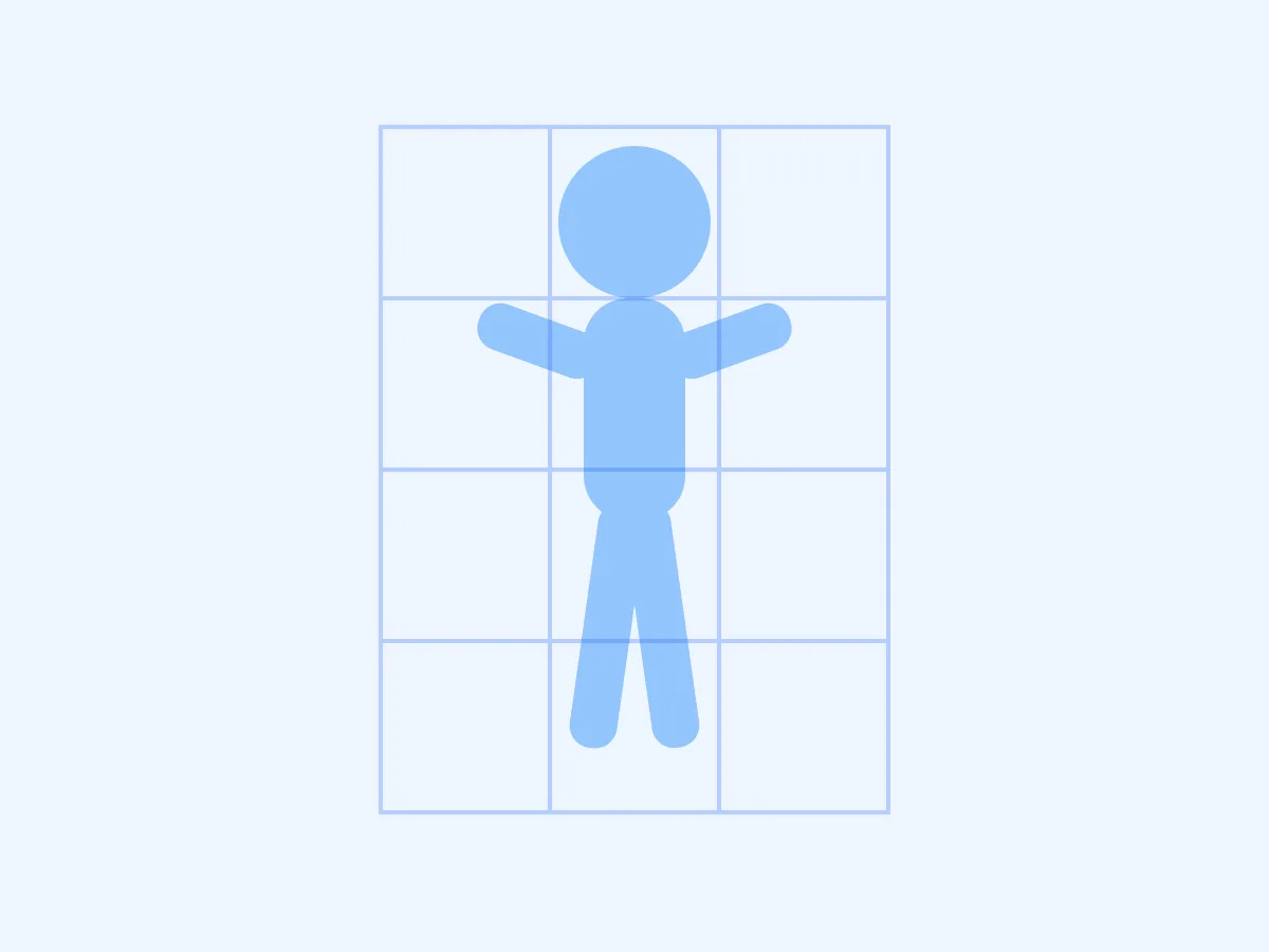 Figure pose under a tall grid