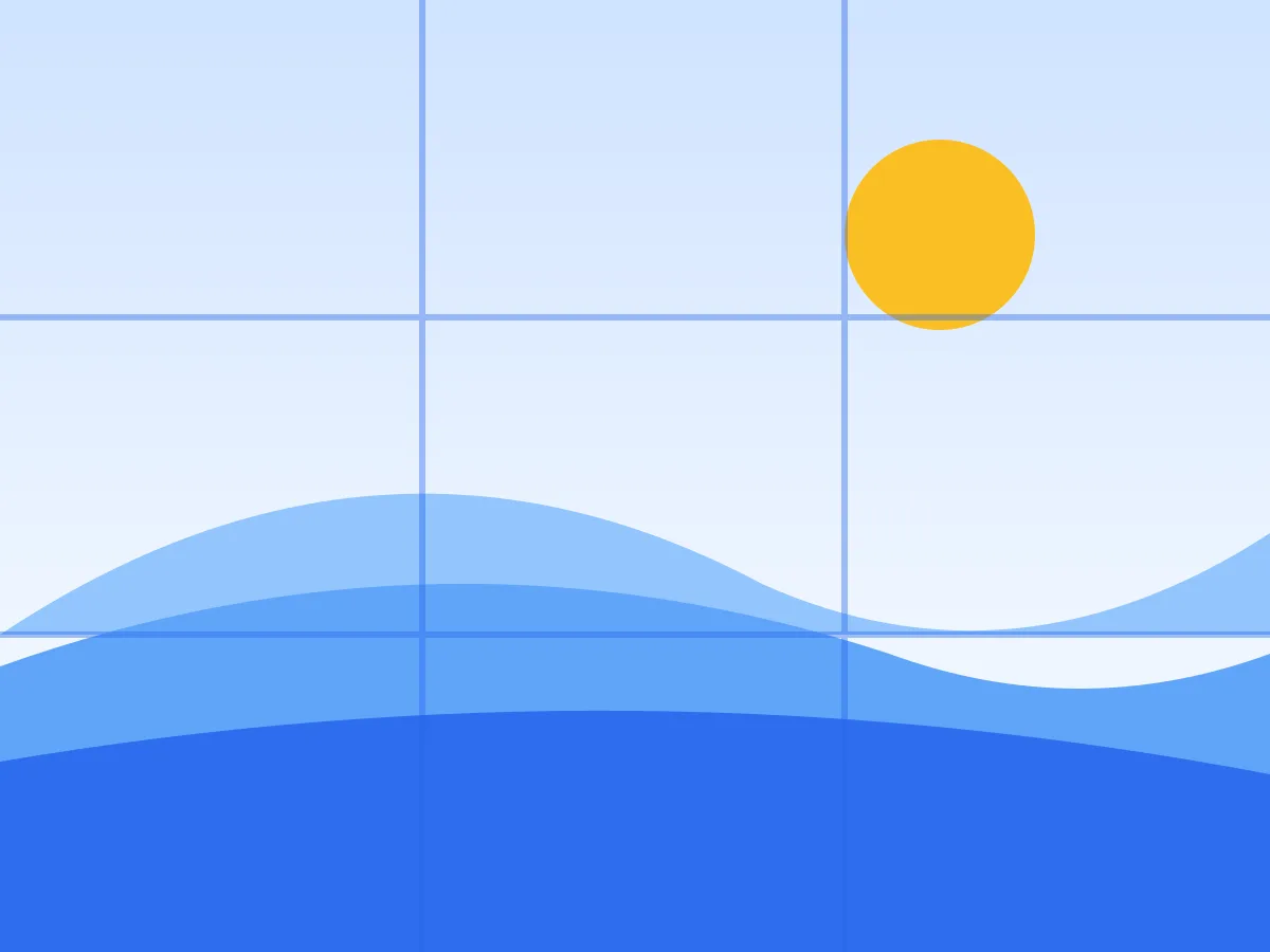 Landscape with a rule-of-thirds grid