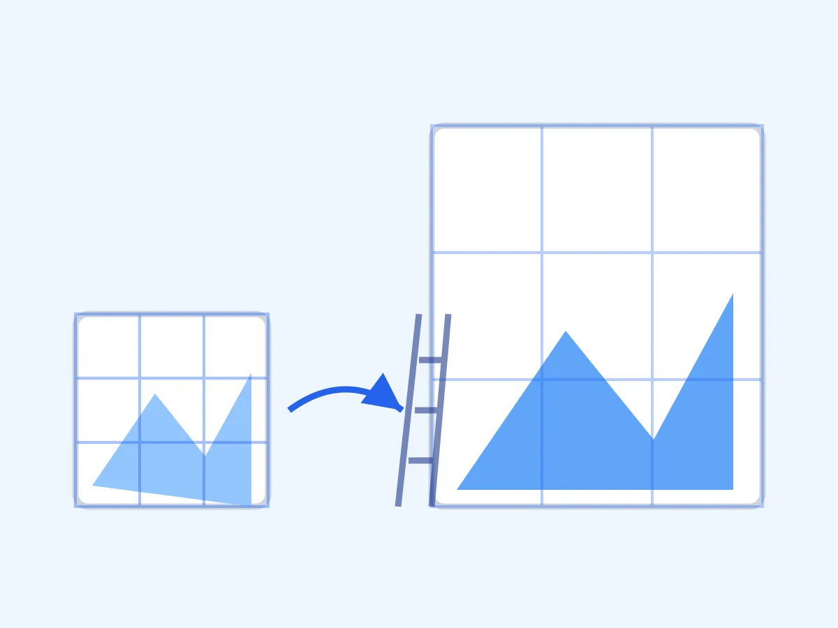 Small gridded sketch scaled up to a wall grid